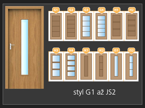 dveře v provedení Styl A1 až D4